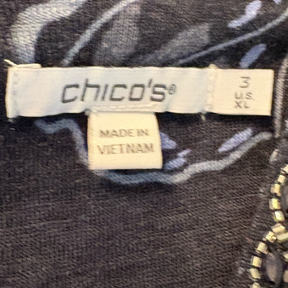 ✨Chico’s Navy & White Floral Linen Tunic | Breezy Coastal Sz 3 (16/18) - Picture 2 of 9